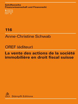cover image of La vente des actions de la société immobilière en droit fiscal suisse